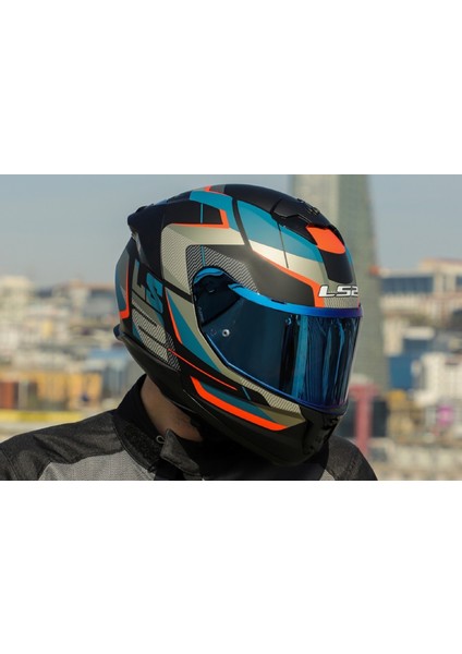 Stream 2 Road Mat Siyah-Gri Kapalı Motosiklet Kaskı Mavi Camlı modelleri