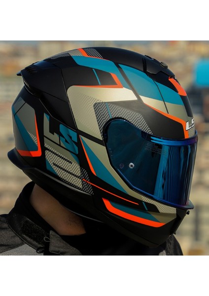 Stream 2 Road Mat Siyah-Gri Kapalı Motosiklet Kaskı Mavi Camlı fırsatları