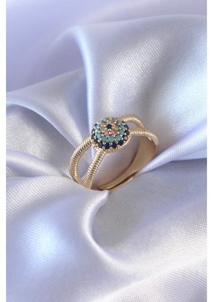 Gold Renk Nazar Boncuk Model Kadın Yüzük