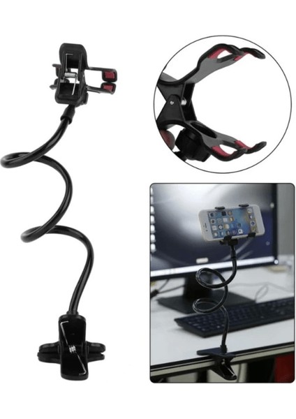 Pratik Akrobat Telefon Tutucu Oynar Başlıklı (Siyah) (Kutusuz) ( Lisinya )