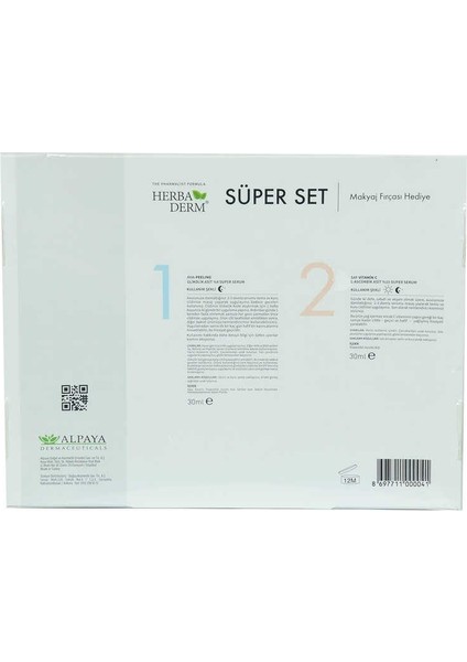 Süper Set Superserum Aha-Peeling 30 ml + Saf Vitamin C 30 ml + Hediye Makyaj Fırçası