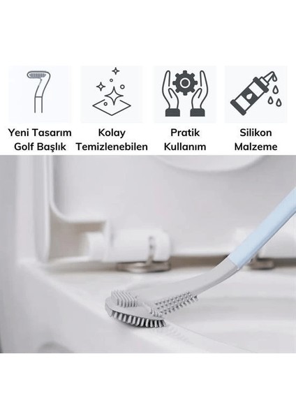 Golf Tasarımlı Silikon Wc Klozet Mutfak Temizlik Fırçası Kanca Hediyeli ( Lisinya )