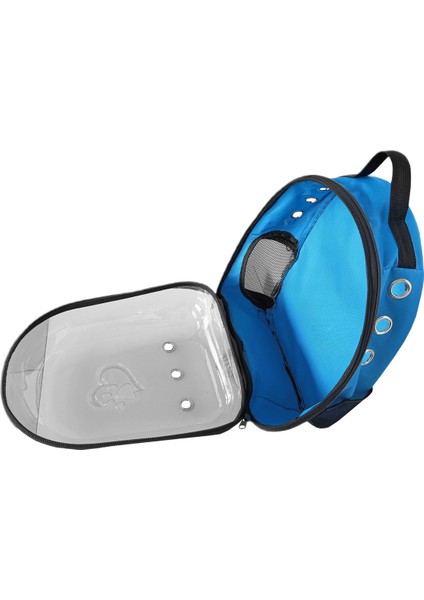 Kalpli Patili Astronot Şeffaf Taşıma Sırt Çantası Mavi 24x32x42 Cm