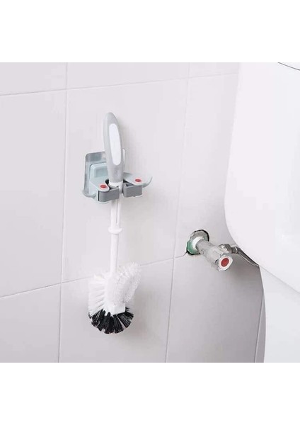 3 Adet Askılı Yapışkanlı Sap Tutucu Banyo Düzenleyici Askı Mop Paspas Fırça Sapı Tutucu