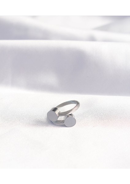 316L Çelik Gümüş Renk Oval Aksesuarlı Burgu Model Bileklik ve Yüzük Kombini modelleri