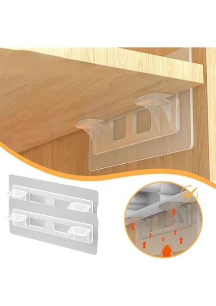 Dolap Içi Raflar Için 4'lü Plastik Güçlü Yapışkanlı Raf Destek Aparatı (4767) - Lisinya