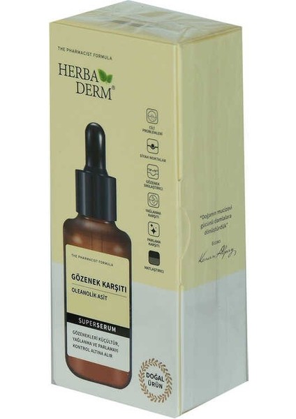 Superserum Oleanolik Asit Gözenek Karşıtı Doğal Yüz Serumu 30 ml