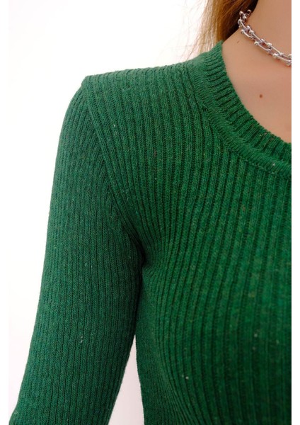 Bisiklet Yaka Crop Triko Yeşil - 971.1319. fırsatları