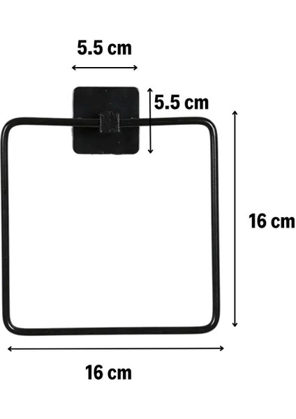 Kendiliğinden Yapışkanlı Siyah Paslanmaz Metal Kare Havluluk ( Lisinya )