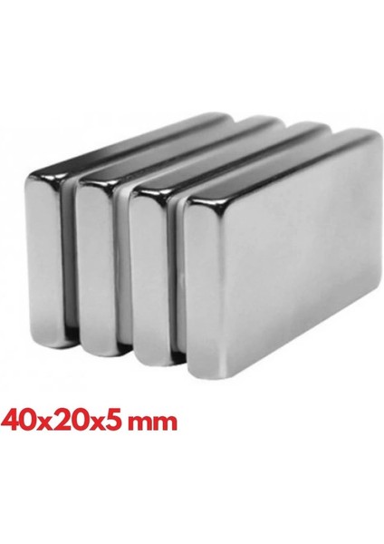 40 Adet 40X20X5 mm Neodyum Mıknatıs , Köşeli N35 Nikel Kaplamalı Kaliteli ve Dayanıklı Ürün ( Lisinya )