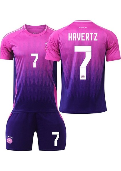 Almanya Euro 2024 Deplasman Kai Havertz Çocuk Forması 3'lü Set Forma+Şort+Çorap (Pembe)