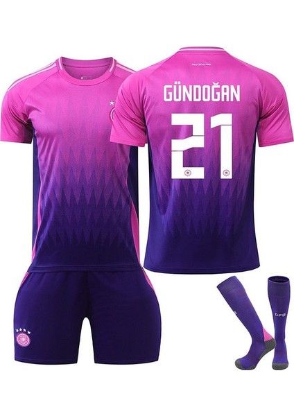 Almanya Euro 2024 Deplasman Ilkay Gündoğan Çocuk Forması 3'lü Set Forma+Şort+Çorap (Pembe)