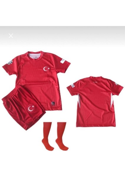 Türkiye Euro 2024 Çocuk 3'lü Set Hediyeli Kırmızı Milli Takım Forması