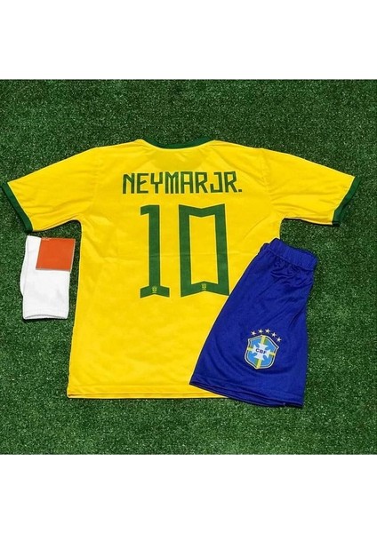 Efsane Brezilya 2023/24 Yeni Sezon Neymar Jr Çocuk Forması Şort Çorap 3'lü Set