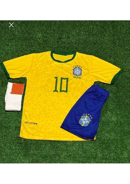 Efsane Brezilya 2023/24 Yeni Sezon Neymar Jr Çocuk Forması Şort Çorap 3'lü Set fiyatları