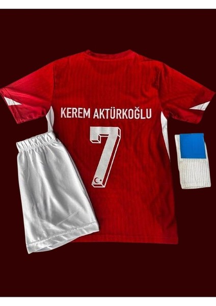 Türkiye Milli Takım Euro 2024 Kerem Aktürkoğlu 7 Numara Çocuk Yeni Sezon Forması (Kırmızı)