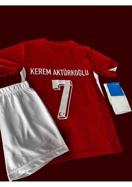 Türkiye Milli Takım Euro 2024 Kerem Aktürkoğlu 7 Numara Çocuk Yeni Sezon Forması (Kırmızı) modelleri