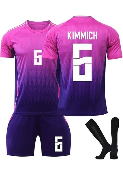 Almanya Euro 2024 Deplasman Joshua Kimmich Çocuk Forması 3'lü Set Forma+Şort+Çorap (Pembe)