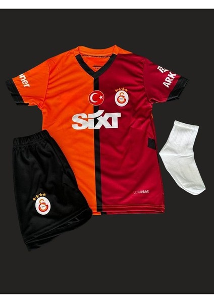 Kerem. Aktürkoğlu. 7 Sarı-Kırmızı .galatasaray. Iç Saha Parçalı Çocuk Forması Forma+Şort+Çorap