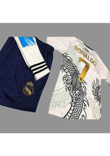 Cr7 Cristiano Ronaldo Özel Tasarım R€al Mædrid Beyaz Dragon Çocuk Forması modelleri