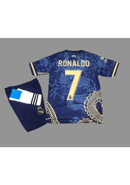 Cr7 Cristiano Ronaldo Özel Tasarım R€al Mædrid Mavi Dragon Çocuk Forması