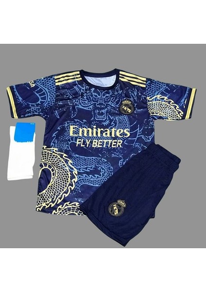 Cr7 Cristiano Ronaldo Özel Tasarım R€al Mædrid Mavi Dragon Çocuk Forması fiyatları