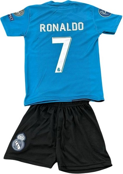 Cristiano Ronaldo Cr7 Rövaşata Turkuaz Çocuk 3 Lü Set Futbol Forması