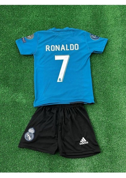 Cristiano Ronaldo Cr7 Rövaşata Turkuaz Çocuk 3 Lü Set Futbol Forması modelleri