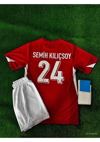 Türkiye Euro 2024 Semih Kılıçsoy 24 Iç Saha Çocuk Forması 3'lü Set (Red)