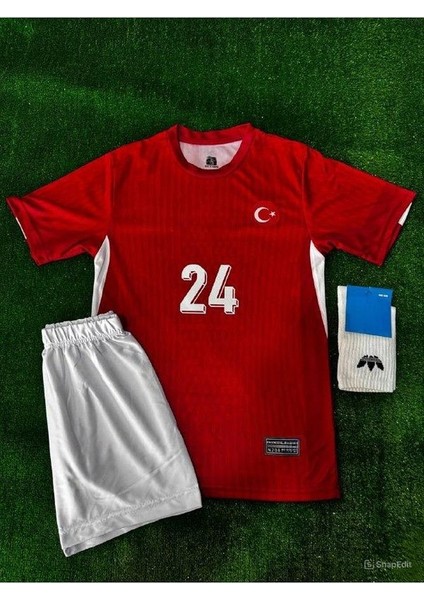 Türkiye Euro 2024 Semih Kılıçsoy 24 Iç Saha Çocuk Forması 3'lü Set (Red)