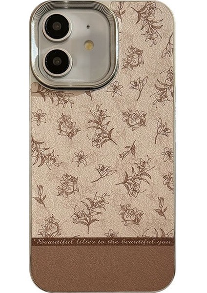 Apple iPhone 11 Uyumlu Kılıf Zebana Lily Flowers Silikon Kılıf Açık Kahverengi