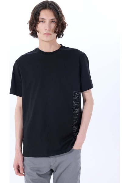 Bisiklet Yaka Baskılı Siyah Erkek T-Shirt M5SM-TST1300 modelleri