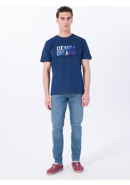 Bisiklet Yaka Baskılı Lacivert Erkek T-Shirt M5SM-TST1292 fiyatları