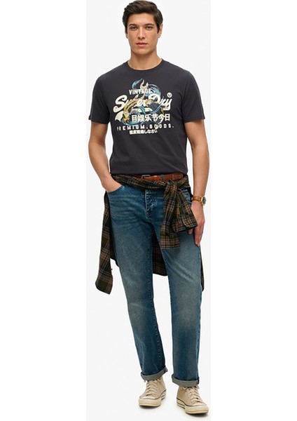 Bisiklet Yaka Lacivert Erkek T-Shirt M1012111A-6Q4_VL Tokyo Relaxed Tee