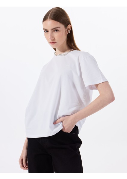 Bisiklet Yaka Düz Beyaz Kadın T-Shirt M5SL-TST1858 fiyatları