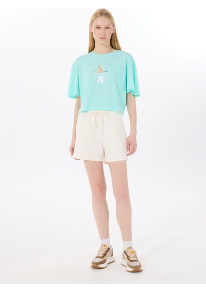D5SL-TST3508 Mint Bisiklet Yaka Relaxed Baskılı Kadın T-Shirt fiyatları