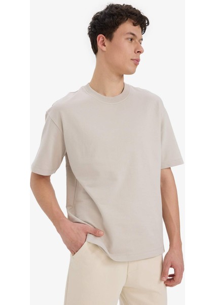 %100 Pamuk Relax Fit Bisiklet Yaka Kısa Kollu Basic Düz Beyaz Tişört modelleri