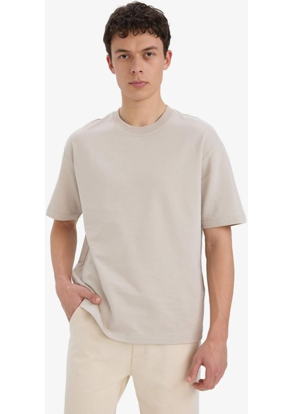 %100 Pamuk Relax Fit Bisiklet Yaka Kısa Kollu Basic Düz Beyaz Tişört fırsatları