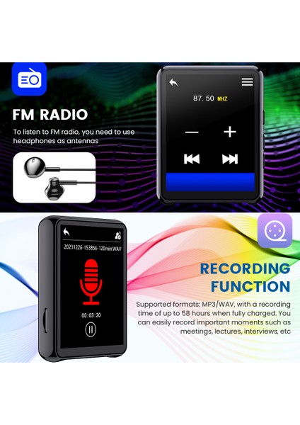 2.4 Inç Tam Dokunmatik Kayıpsız Sesli Mp3 Oynatıcı (Yurt Dışından)