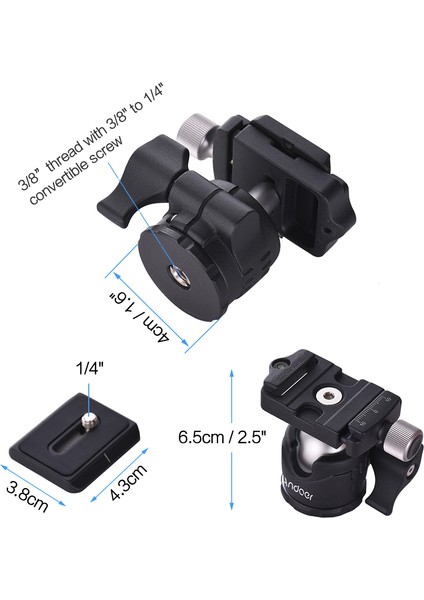 Mini Masaüstü 360 Derece Hızlı Çözünürlüklü Plakalı Top Başlıklı Tripod (Yurt Dışından)