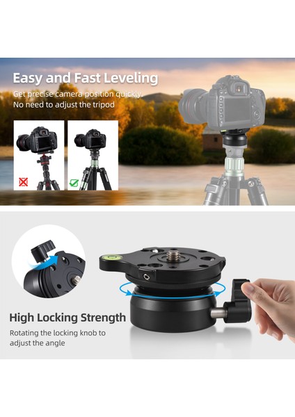 Alüminyum Alüvyon Fotoğraf Makinesi Tripod Başlığı 15° Eğimli Canon Nikon Sony Dslr ile Uyumludur (Yurt Dışından) modelleri