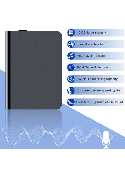 Q61 Mini Ses Kaydedici Mp3 Oynatıcı USB Şarj 8g Tf Kart (Yurt Dışından)