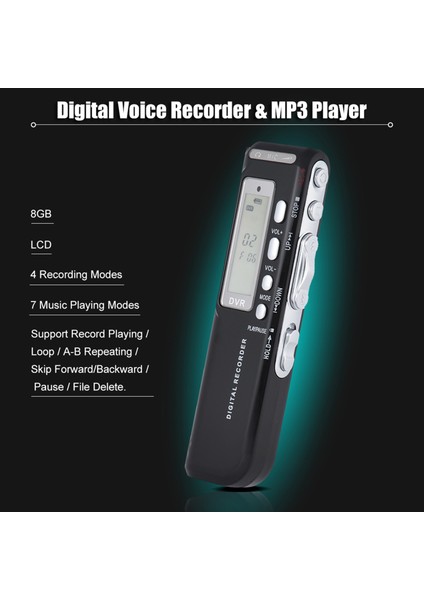 8gb Dijital Ses Kaydedici Mp3 Müzik Oynatıcı Ses Etkinleştirme A-B Tekrarı (Yurt Dışından) indirimleri