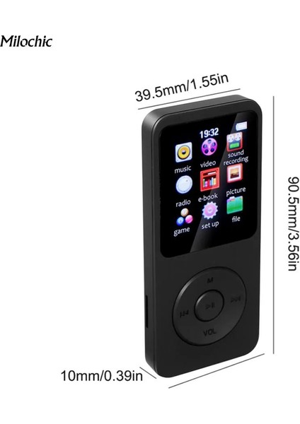 Milochic RY1224070 Bluetooth Hi-Fi Müzik Çalar Siyah (Yurt Dışından)