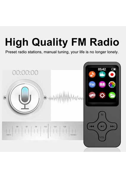 Mp3 Mp4 Oynatıcı Bt4.0 Dijital Ekran Hifi Ses (Yurt Dışından)