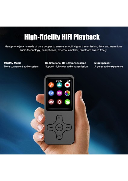 Mp3 Mp4 Oynatıcı Bt4.0 Dijital Ekran Hifi Ses (Yurt Dışından)