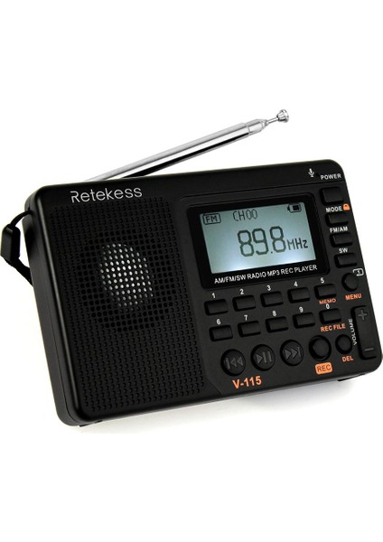 Retekess V-115 Radyo Tam Bant Kaydedici Mp3 Oynatıcı (Yurt Dışından)