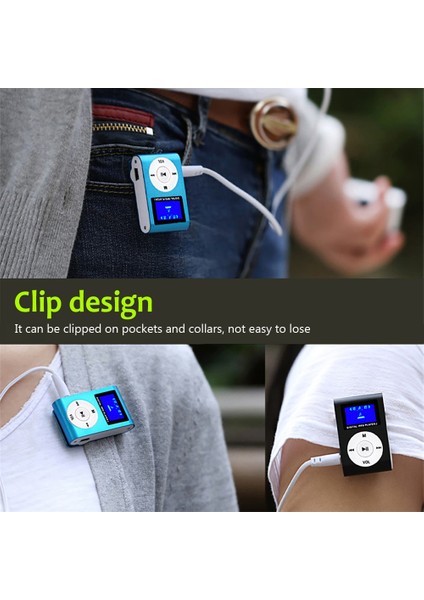 Mini Taşınabilir Mp3 Oynatıcı Metal LCD Ekranlı Gümüş Renkli (Yurt Dışından)