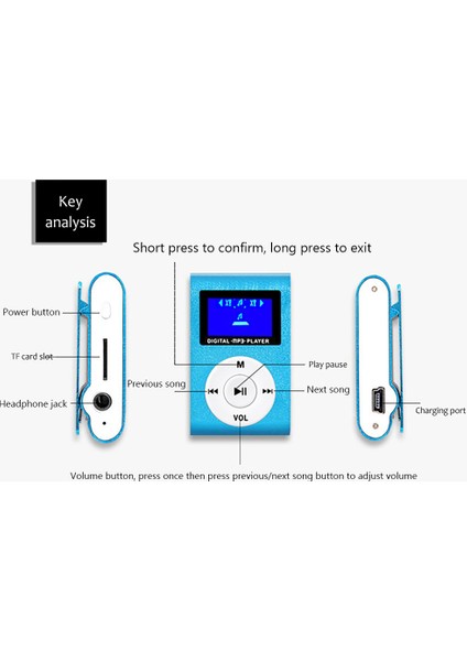 Mini Taşınabilir Mp3 Oynatıcı Metal LCD Ekranlı Gümüş Renkli (Yurt Dışından)