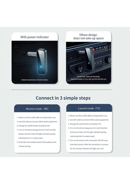 Bluetooth 5.0 Cep Telefonu Için 2’li Ses Adaptörü (Yurt Dışından)